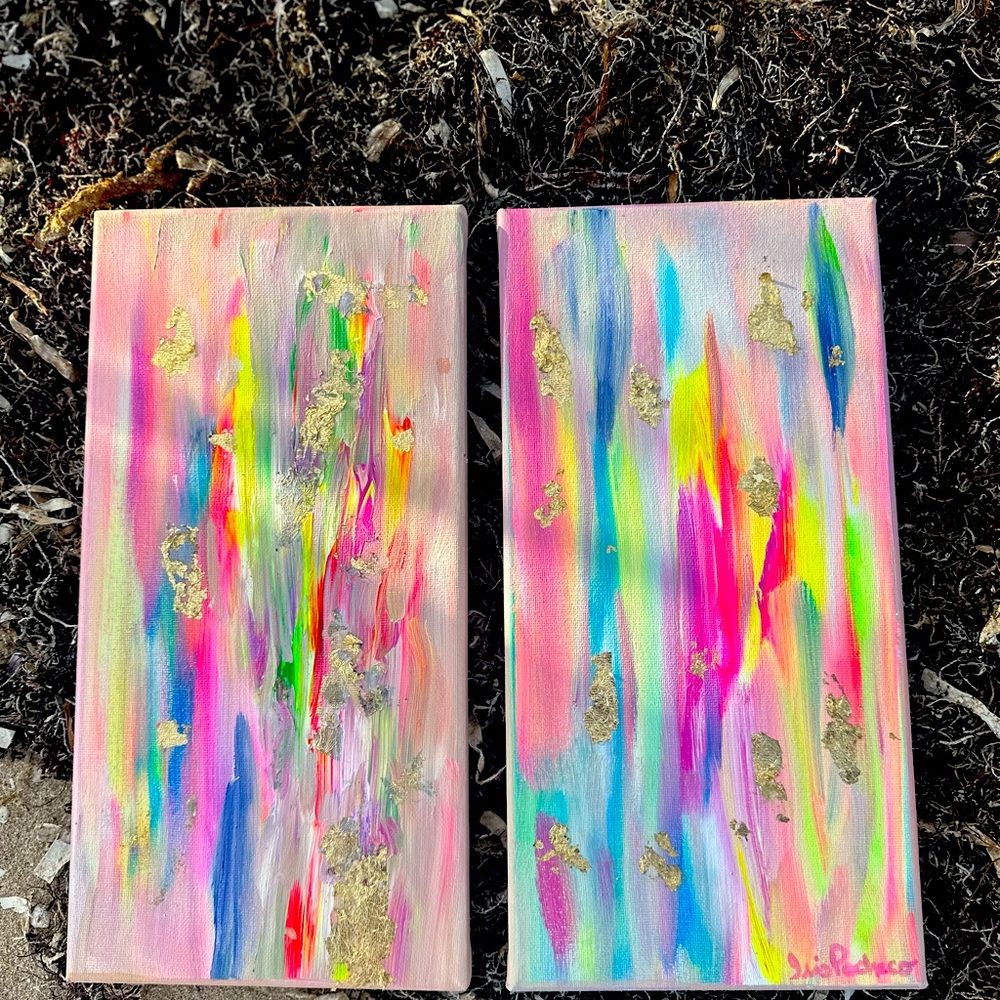 Original small canvases 7x14 cm by artist Iris Pacheco myself no dup - Picture 1 of 1